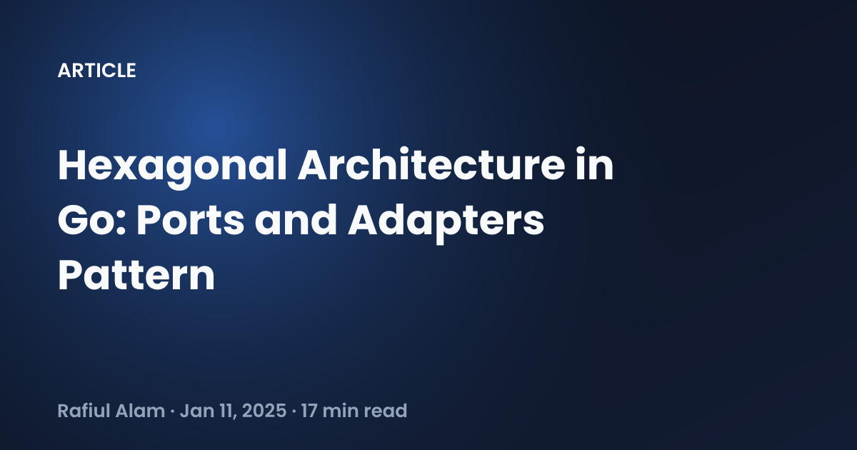 Hexagonal Architecture in Go: Ports and Adapters Pattern - Rafiul Alam